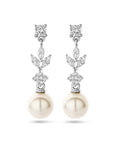 Zilver Gerhodineerd Oorhangers Barok Parel En Zirkonia 1339105