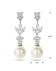 Zilver Gerhodineerd Oorhangers Barok Parel En Zirkonia 1339105