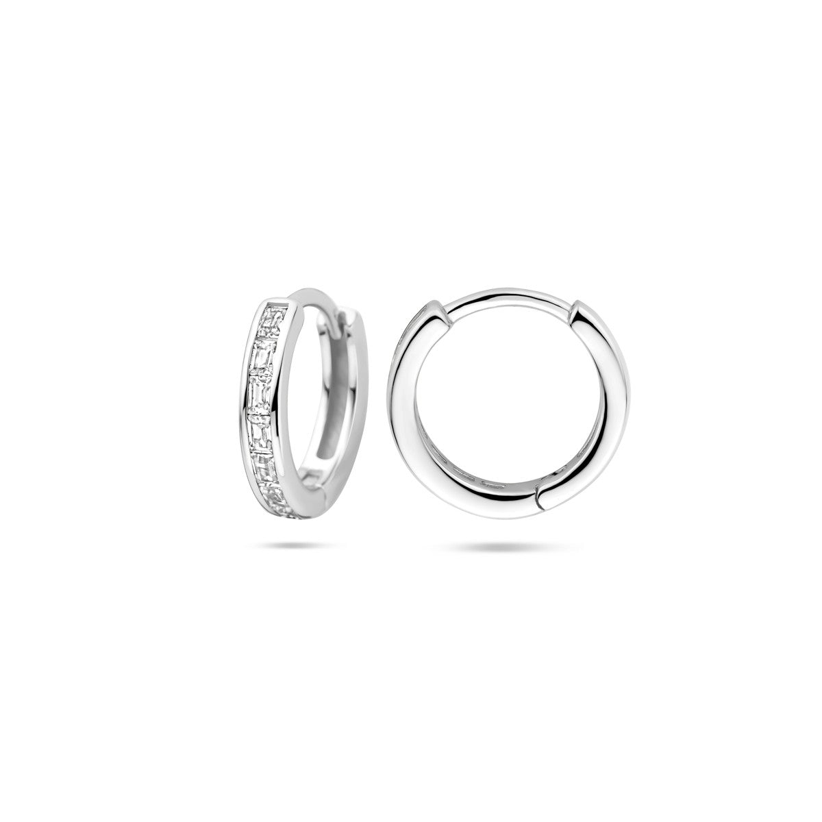 Zilver Gerhodineerd Klapoorringen Zirkonia 12 Mm 1339110 - PansiteNederland.nl