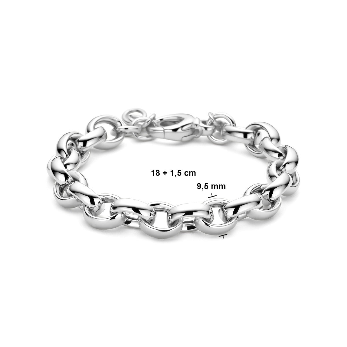 Zilver Gerhodineerd Armband Ovaal Jasseron 9,5 Mm 19,5 Cm 1339134 - PansiteNederland.nl