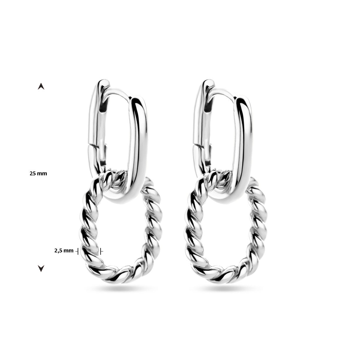 Zilver Gerhodineerd Klapoorringen 25 Mm 1339143 - PansiteNederland.nl