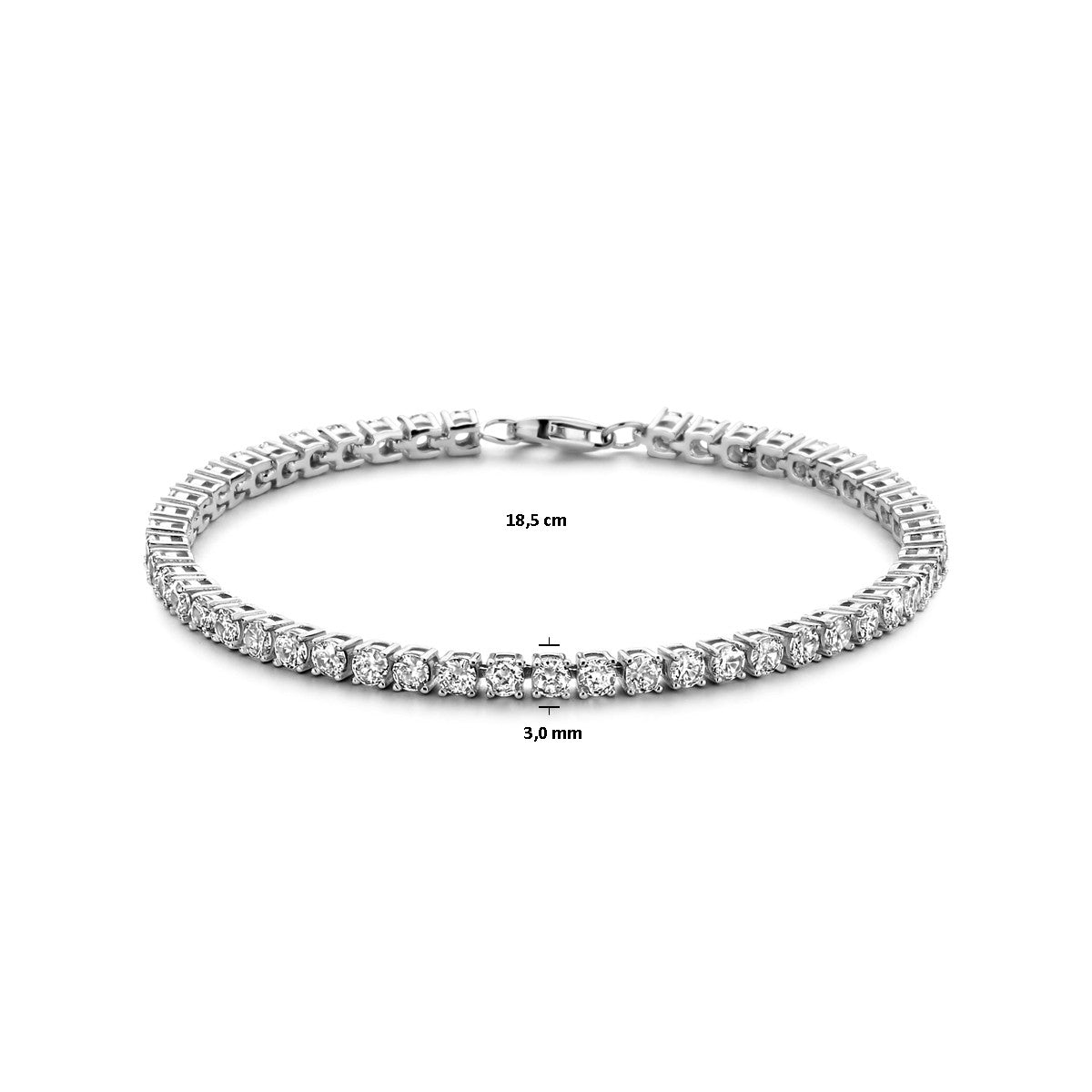 Zilver Gerhodineerd Tennisarmband Zirkonia 3,0 Mm 18,5 Cm 1339144 - PansiteNederland.nl
