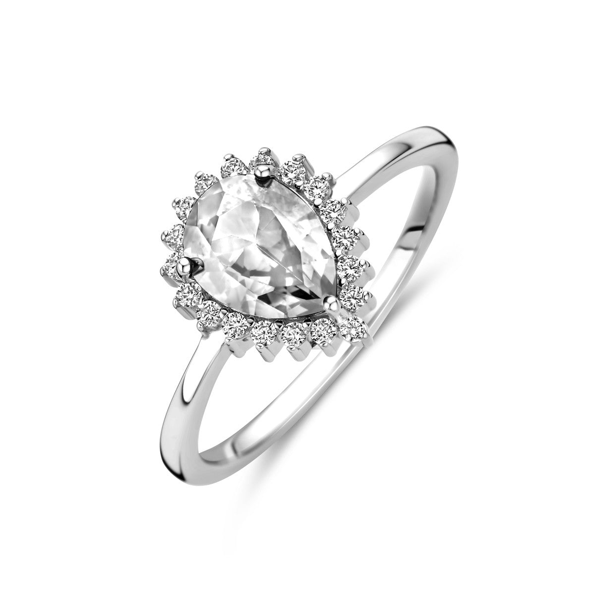 Gerhodineerd Zilver Ring Met Zirkonia Halo 1339153 - PansiteNederland.nl
