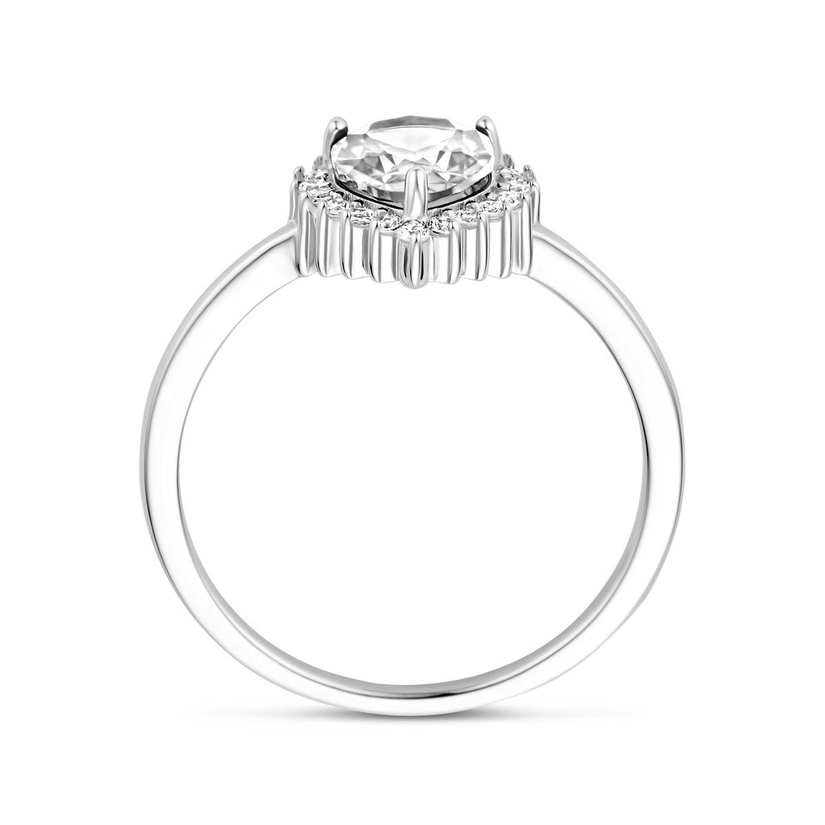 Gerhodineerd Zilver Ring Met Zirkonia Halo 1339153 - PansiteNederland.nl