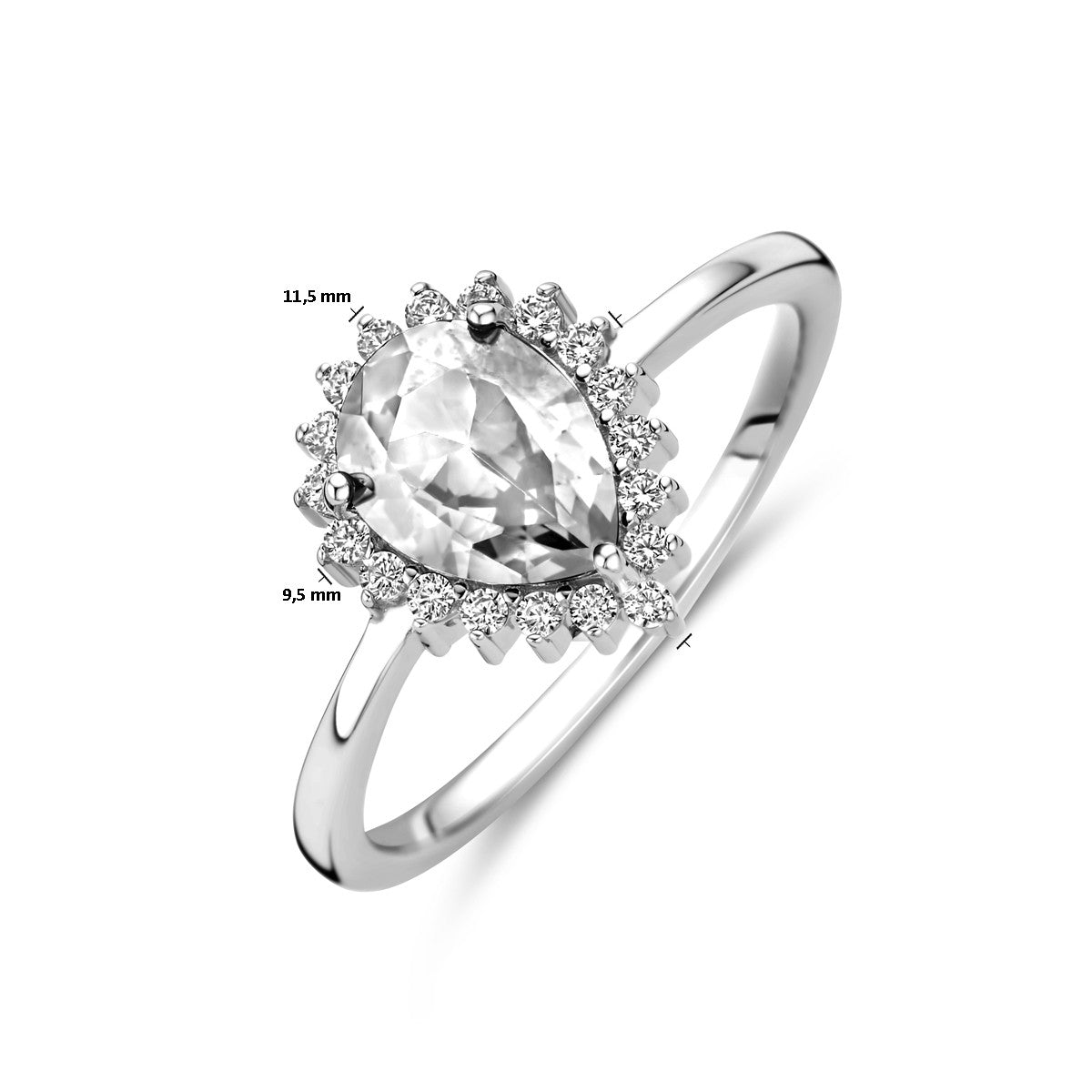 Gerhodineerd Zilver Ring Met Zirkonia Halo 1339153 - PansiteNederland.nl