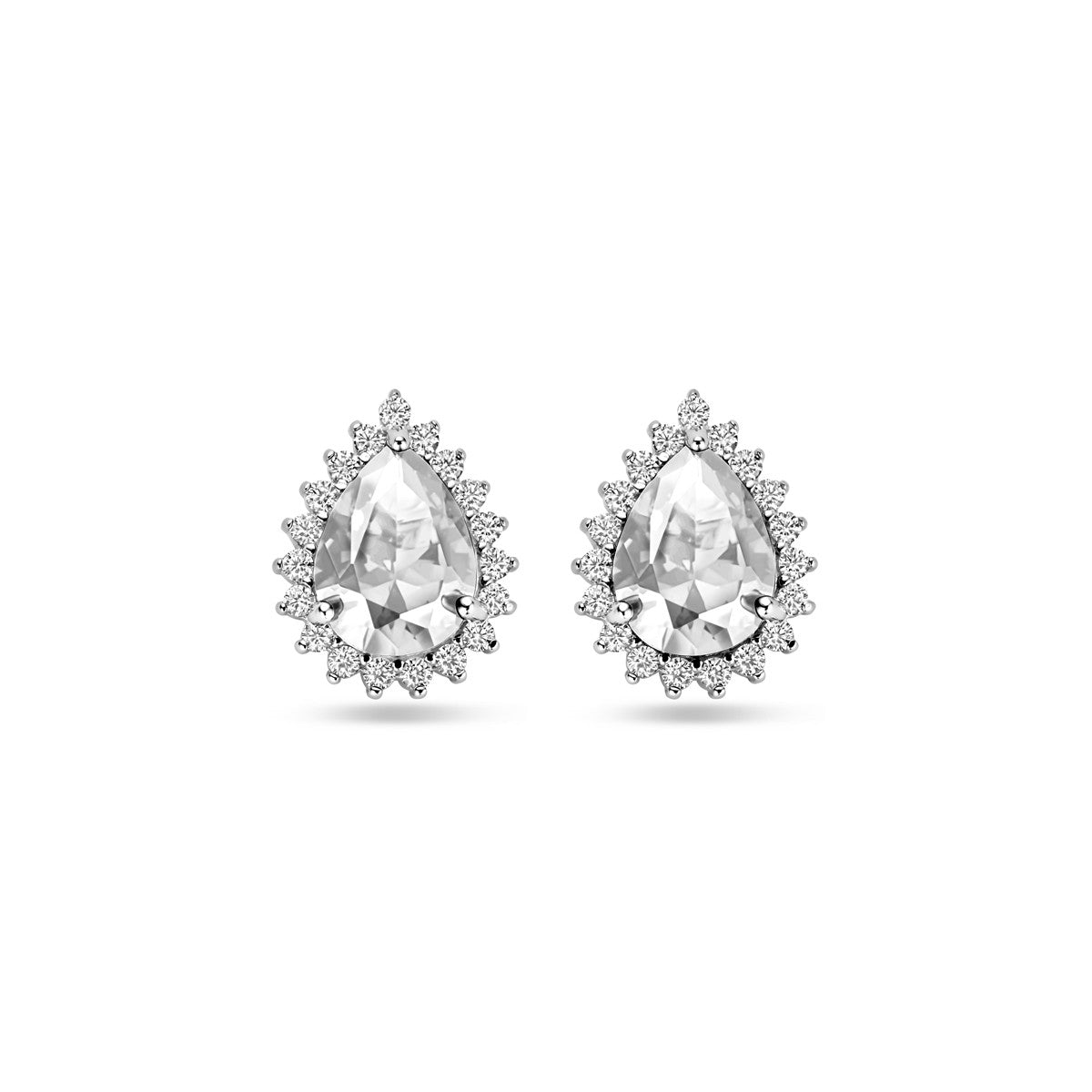 Zilver Gerhodineerd Oorknoppen Zirkonia Halo 11,5 mm 1339158 - PansiteNederland.nl