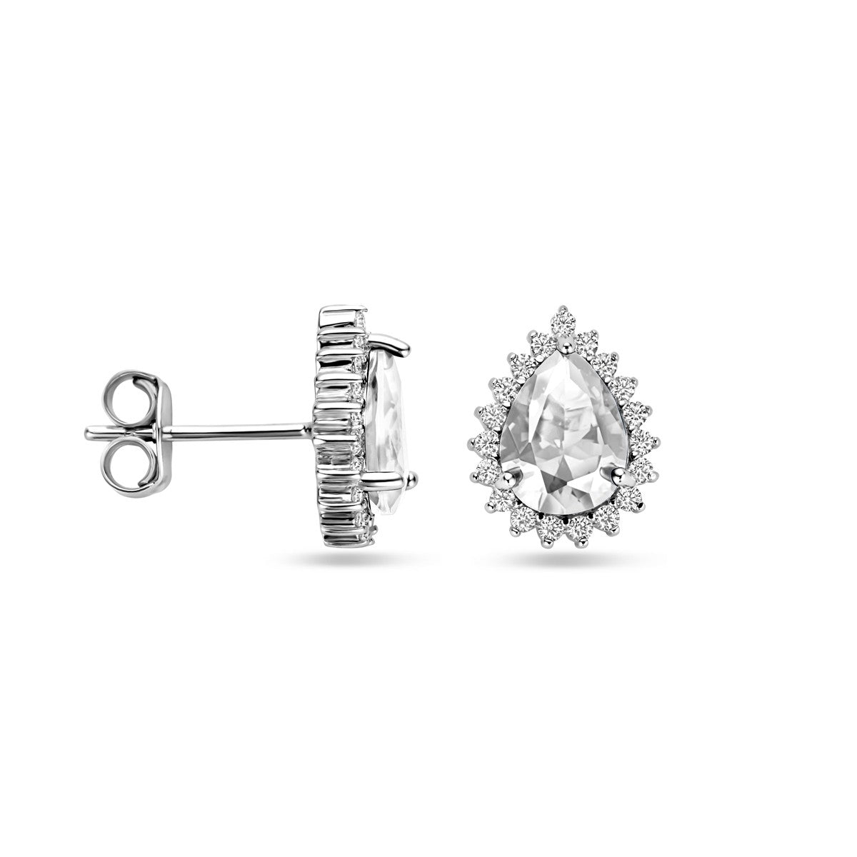 Zilver Gerhodineerd Oorknoppen Zirkonia Halo 11,5 mm 1339158 - PansiteNederland.nl