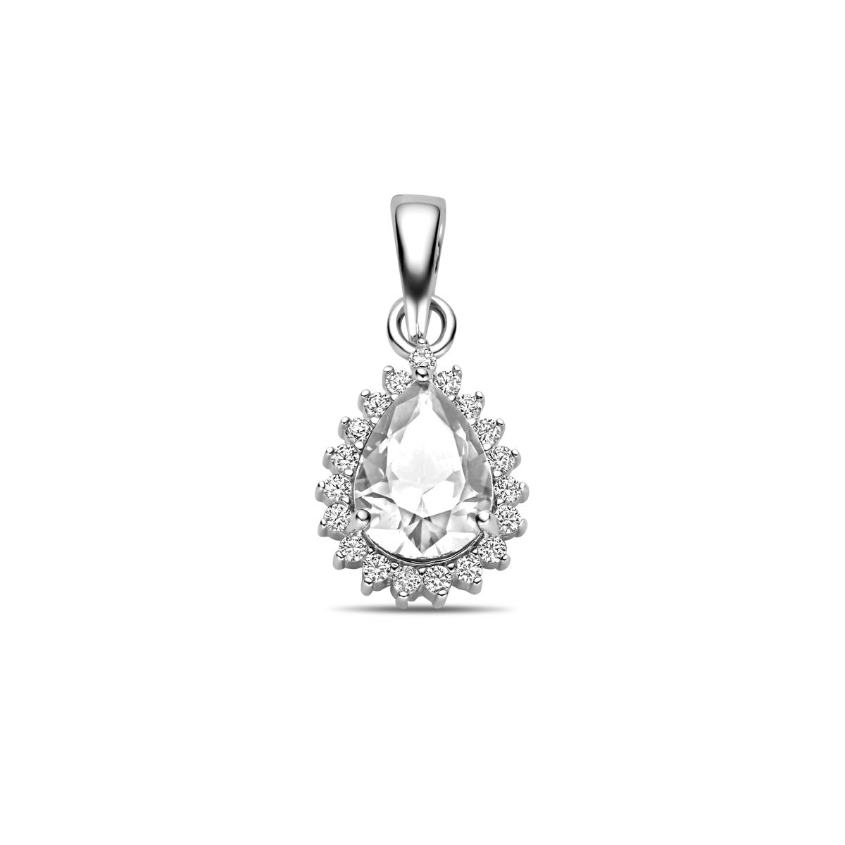 zilver gerhodineerd hanger zirkonia halo 19 mm 1339159 - PansiteNederland.nl