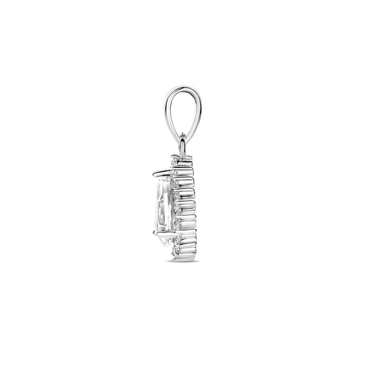 zilver gerhodineerd hanger zirkonia halo 19 mm 1339159 - PansiteNederland.nl