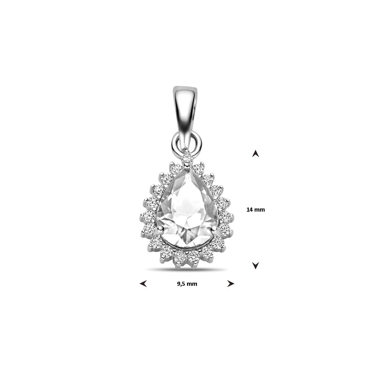 zilver gerhodineerd hanger zirkonia halo 19 mm 1339159 - PansiteNederland.nl