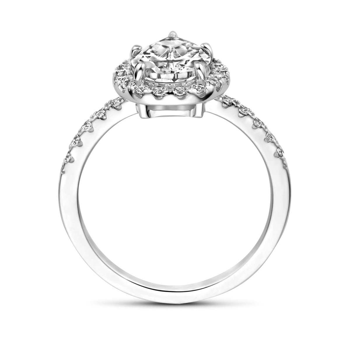 Gerhodineerd Zilver Ring Met Zirkonia Halo 1339175 - PansiteNederland.nl