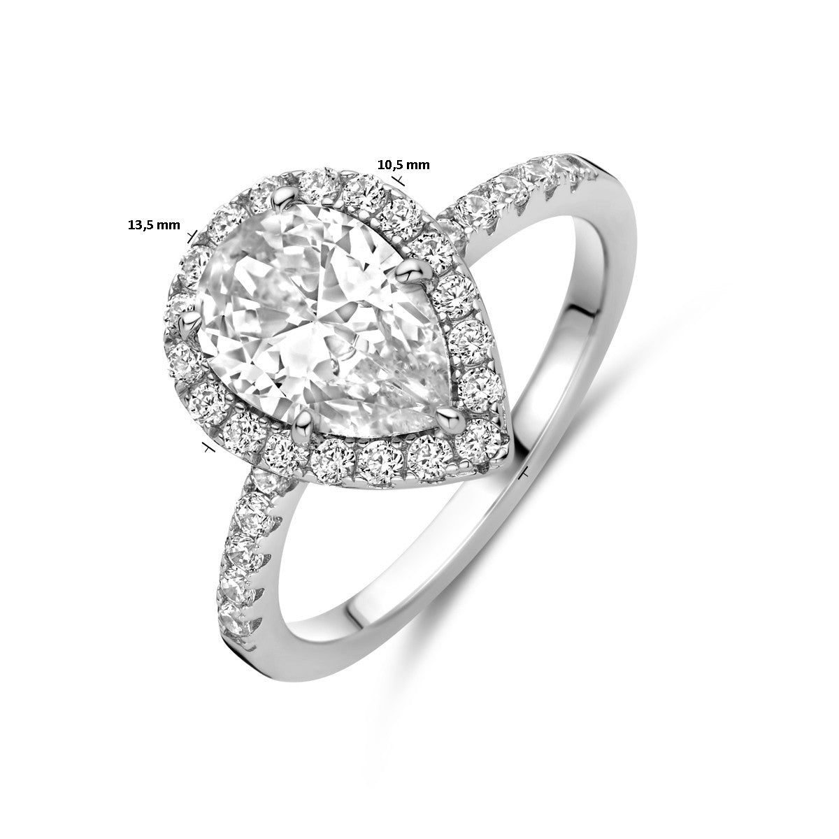 Gerhodineerd Zilver Ring Met Zirkonia Halo 1339175 - PansiteNederland.nl