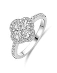 Gerhodineerd Zilver Ring Klavertje Met Zirkonia Halo 1339185 - PansiteNederland.nl