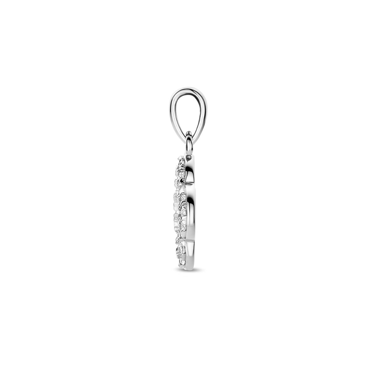 zilver gerhodineerd hanger zirkonia klavertje 20 mm 1339243 - PansiteNederland.nl