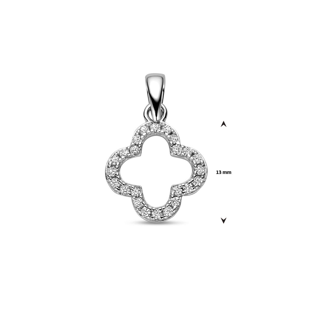 zilver gerhodineerd hanger zirkonia klavertje 20 mm 1339243 - PansiteNederland.nl