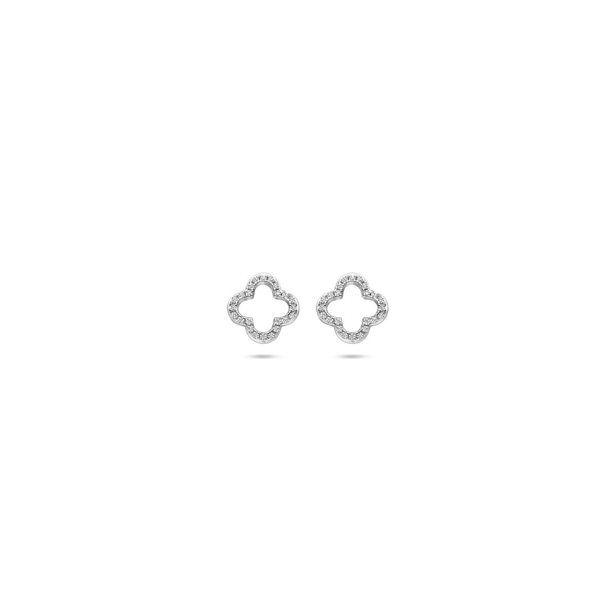 Zilver Gerhodineerd Oorknoppen Klavertje Zirkonia 9,5 Mm 1339244 - PansiteNederland.nl