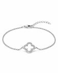 Zilver Gerhodineerd Armband Klavertje Zirkonia 17+3Cm 1339246