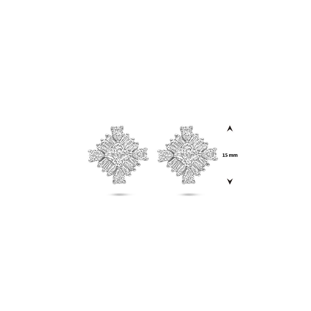 Zilver Gerhodineerd Oorknoppen Zirkonia 15 mm 1339247