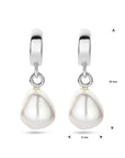 Zilver gerhodineerd oorringen parel 26 mm - 1339310