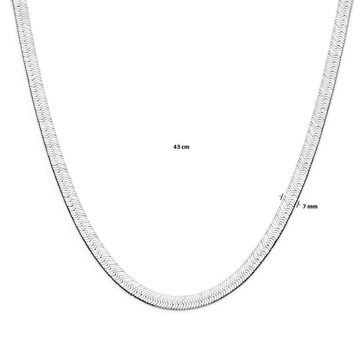 zilver gerhodineerd collier slang plat 43 cm 1339420 - PansiteNederland.nl