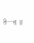 Zilver gerhodineerd oorknoppen zirkonia 4 mm - 1339432
