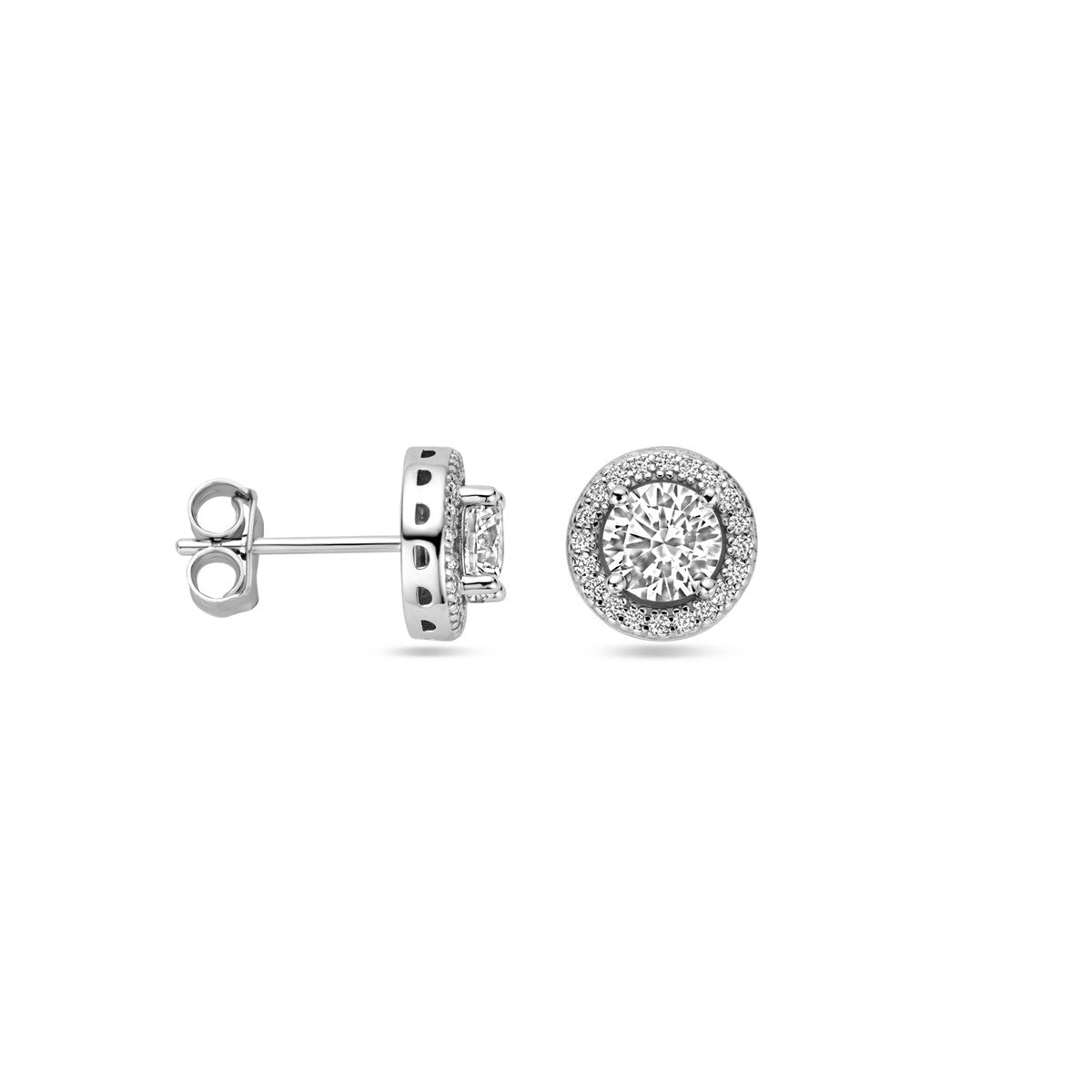 Zilver Gerhodineerd Oorknoppen Zirkonia Halo 9 Mm 1339467 - PansiteNederland.nl