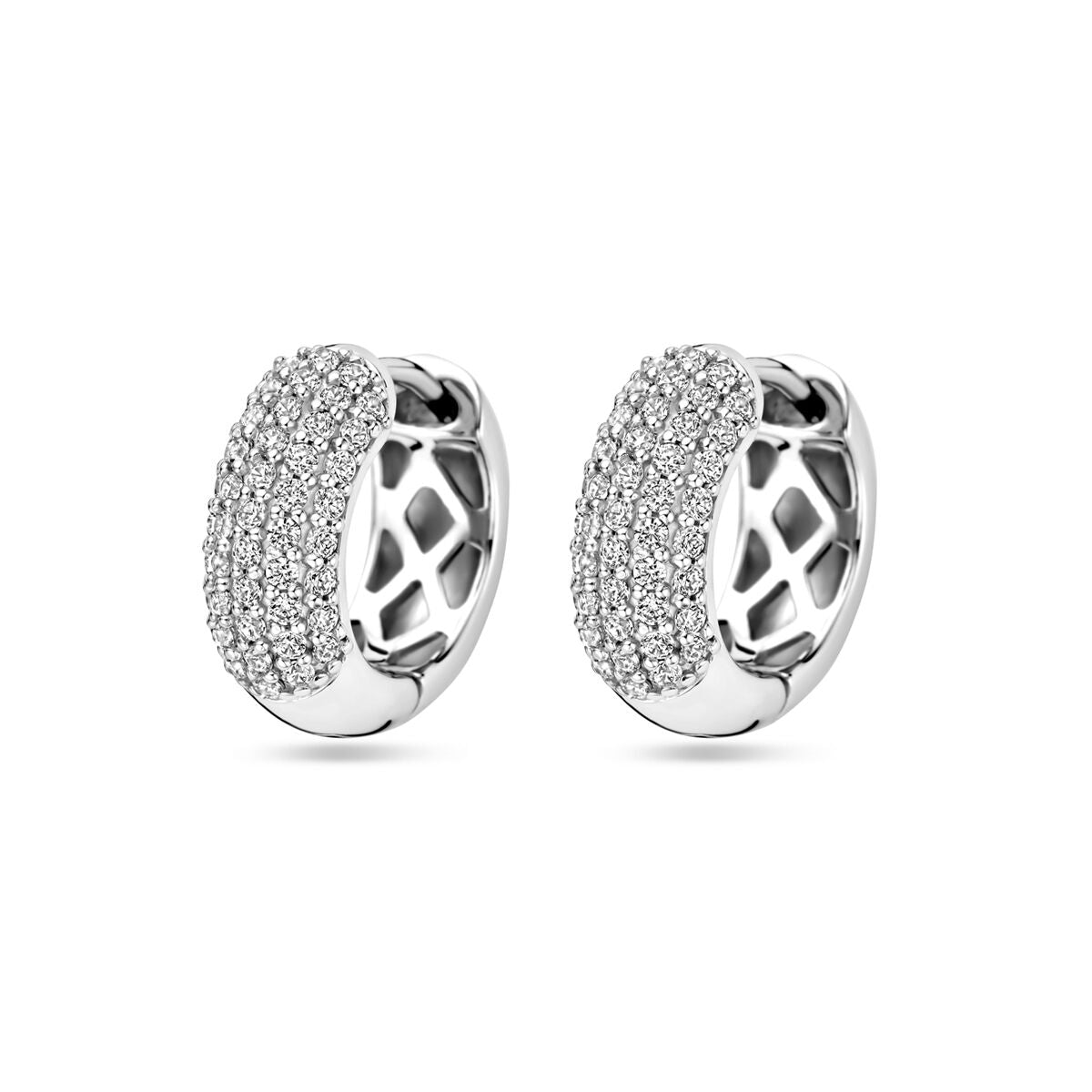 Zilver Gerhodineerd Klapoorringen Zirkonia 16 Mm 1339470 - PansiteNederland.nl