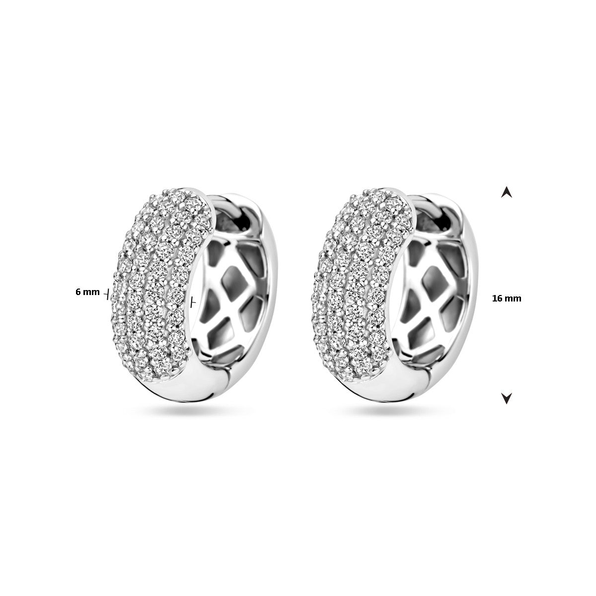 Zilver Gerhodineerd Klapoorringen Zirkonia 16 Mm 1339470 - PansiteNederland.nl