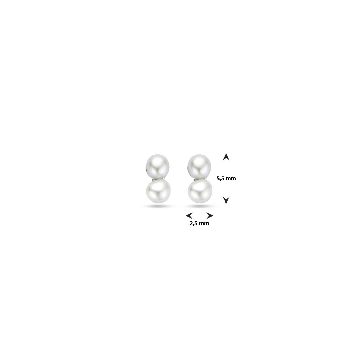 Oorbellen parel 5,5 mm zilver