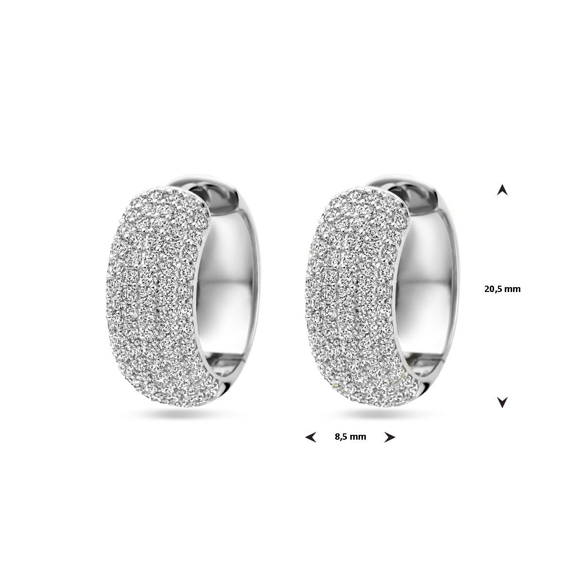 Oorbellen zirkonia 20,5 mm zilver