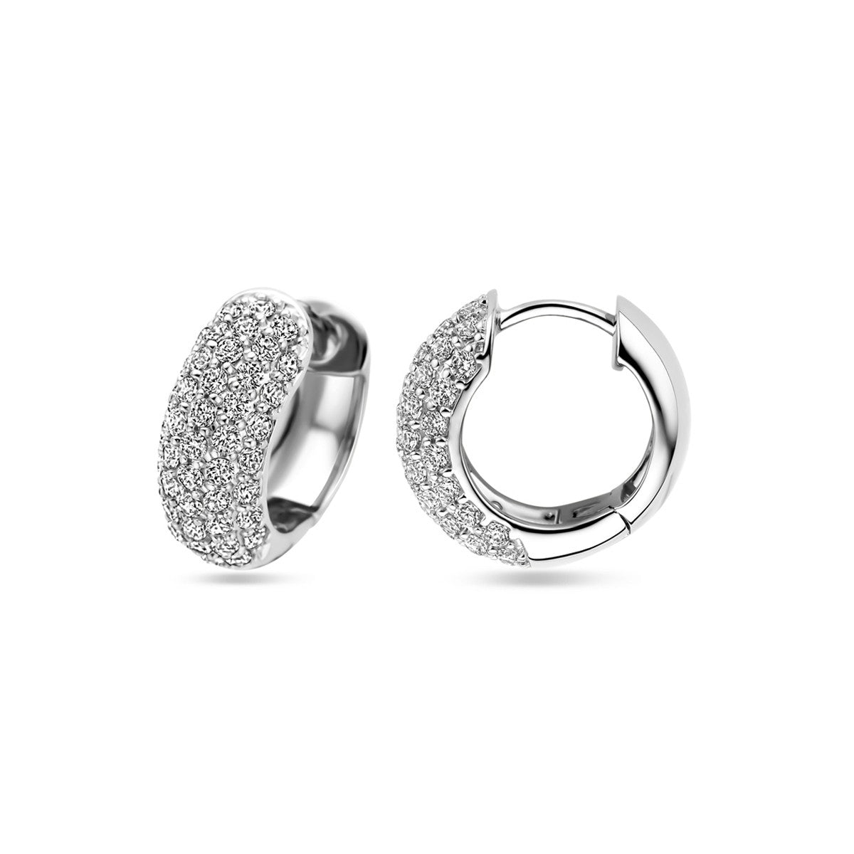 Zilver Gerhodineerd Klapoorringen Zirkonia 16 Mm 1339538 - PansiteNederland.nl