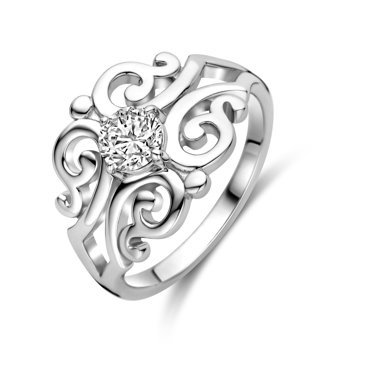 Gerhodineerd Zilver Ring Filigrain Met Zirkonia 1339580