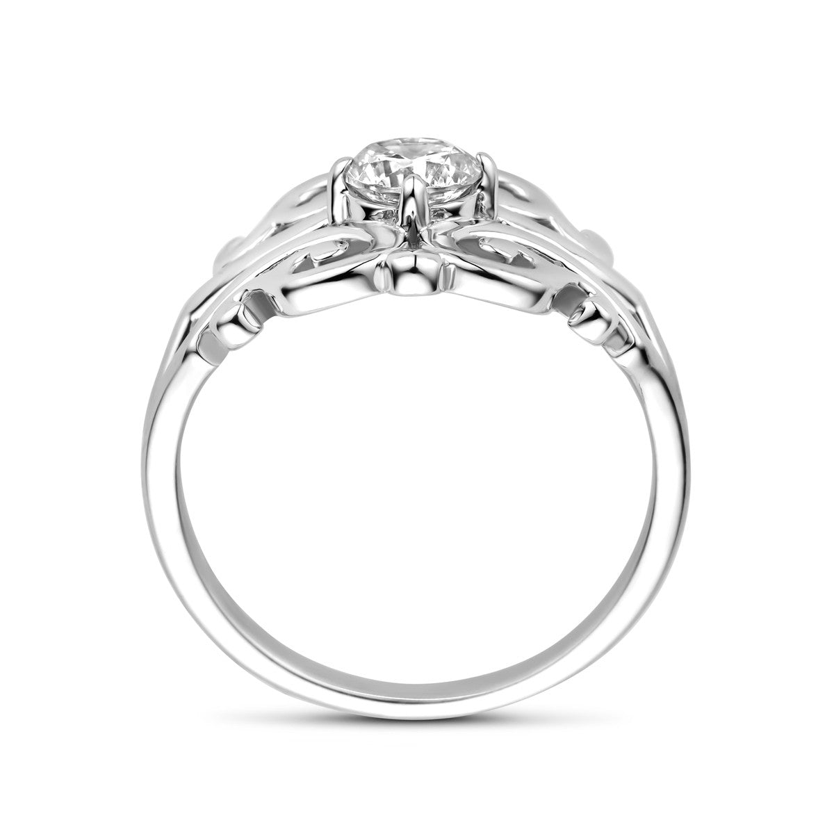 Gerhodineerd Zilver Ring Filigrain Met Zirkonia 1339580