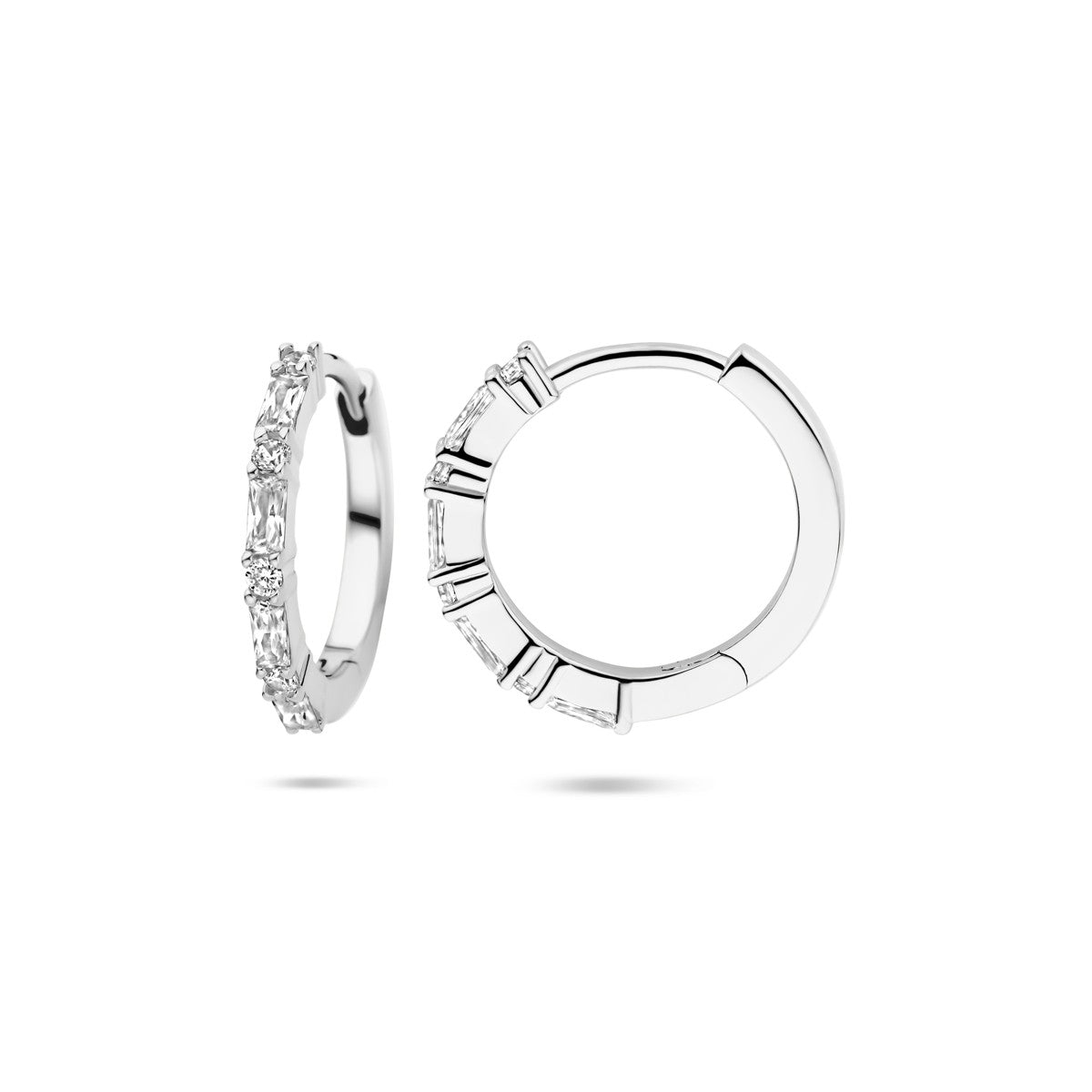 Zilver Gerhodineerd Klapoorringen Zirkonia 15 Mm 1339597 - PansiteNederland.nl