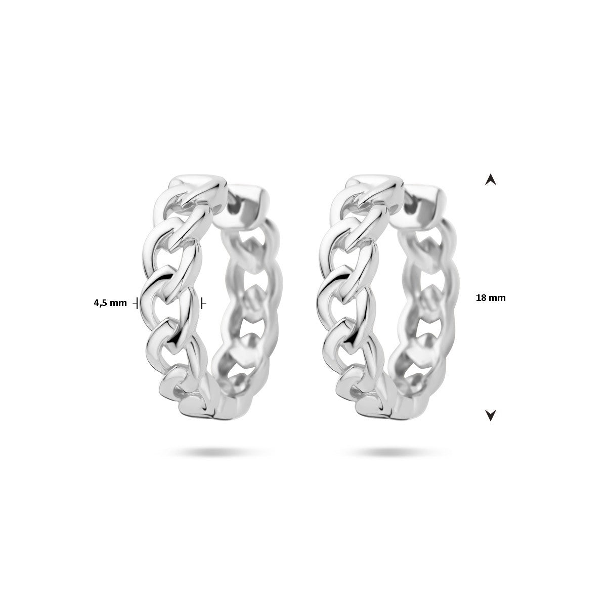 Oorbellen schakelmotief 18 mm zilver