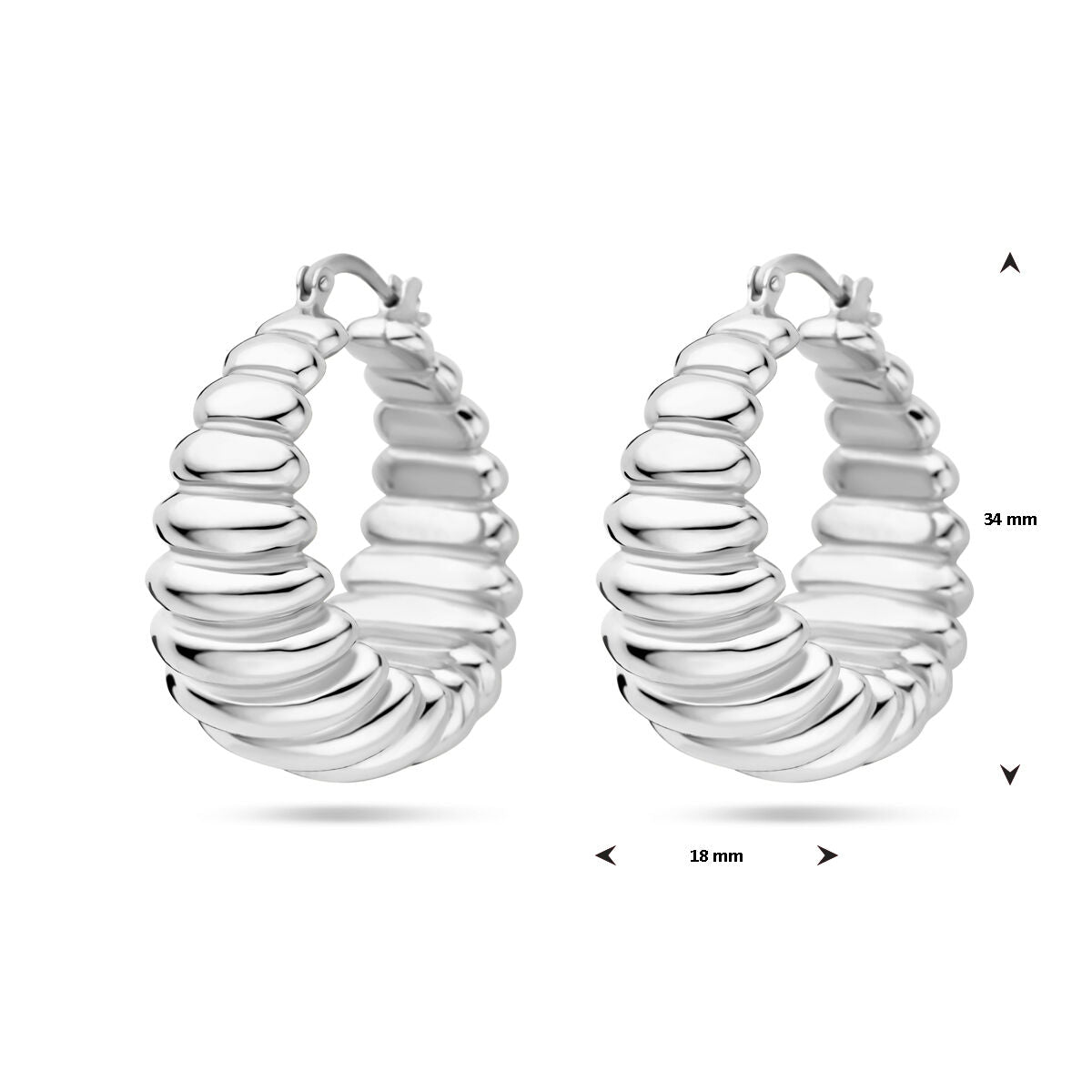 Zilver Gerhodineerd Oorringen 34 Mm 1339681 - PansiteNederland.nl