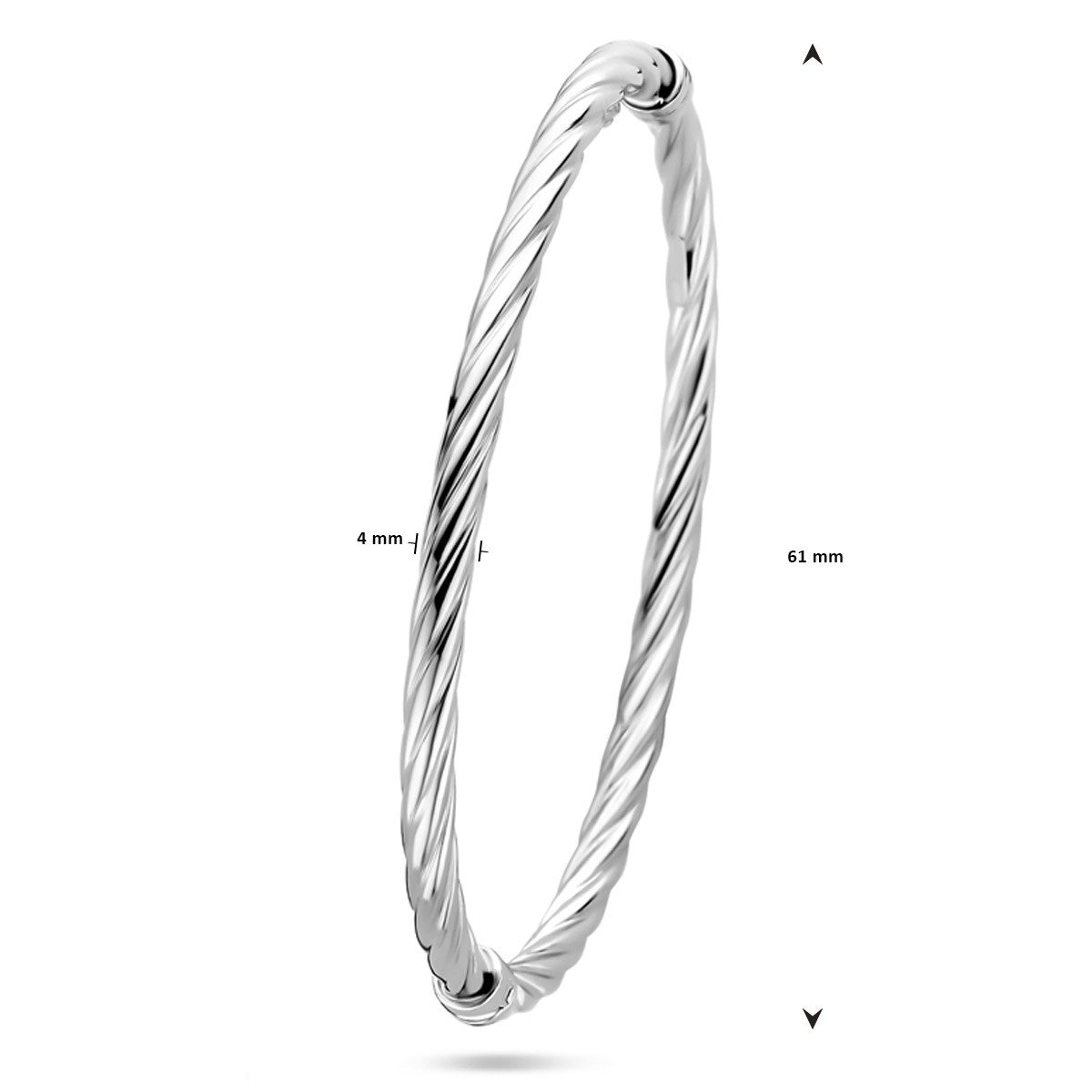 Bangle gedraaid scharniersluiting 4 x 61 mm zilver