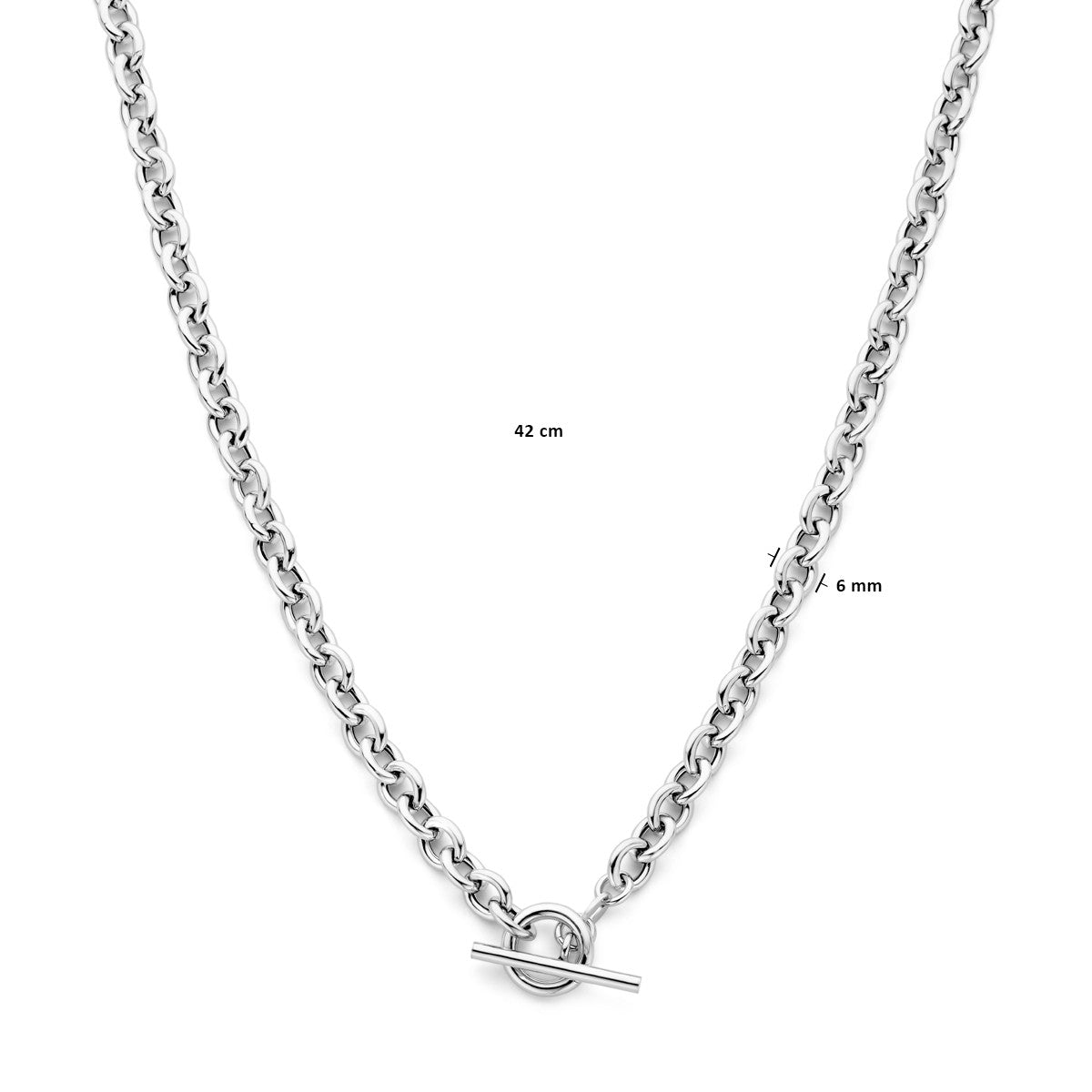 Collier 6 mm 42 cm kapittelslot zilver