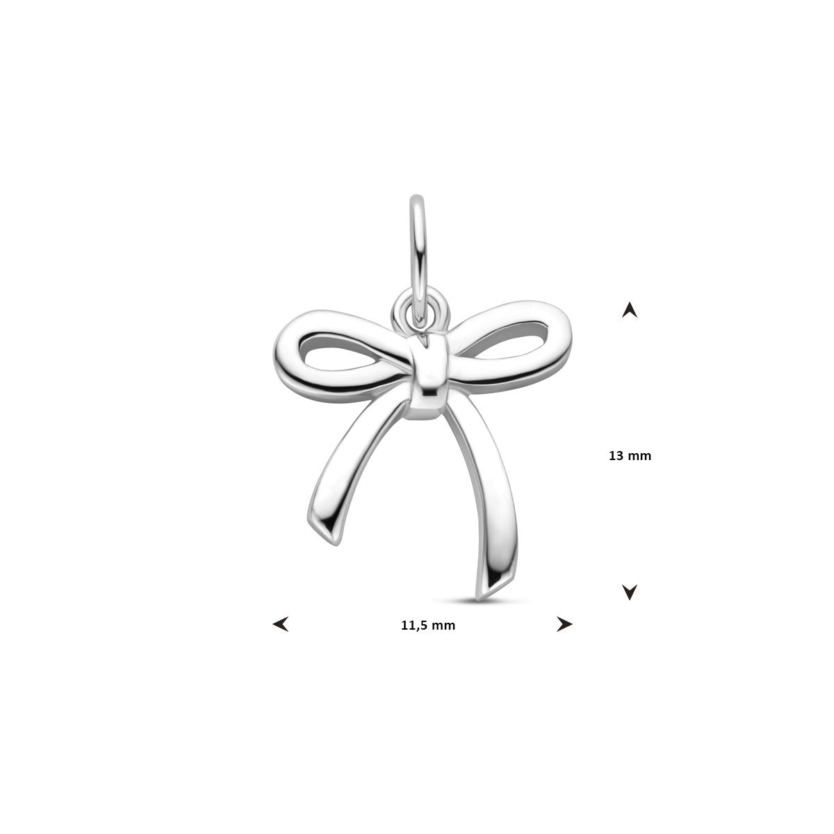 Hanger strik 16 mm zilver