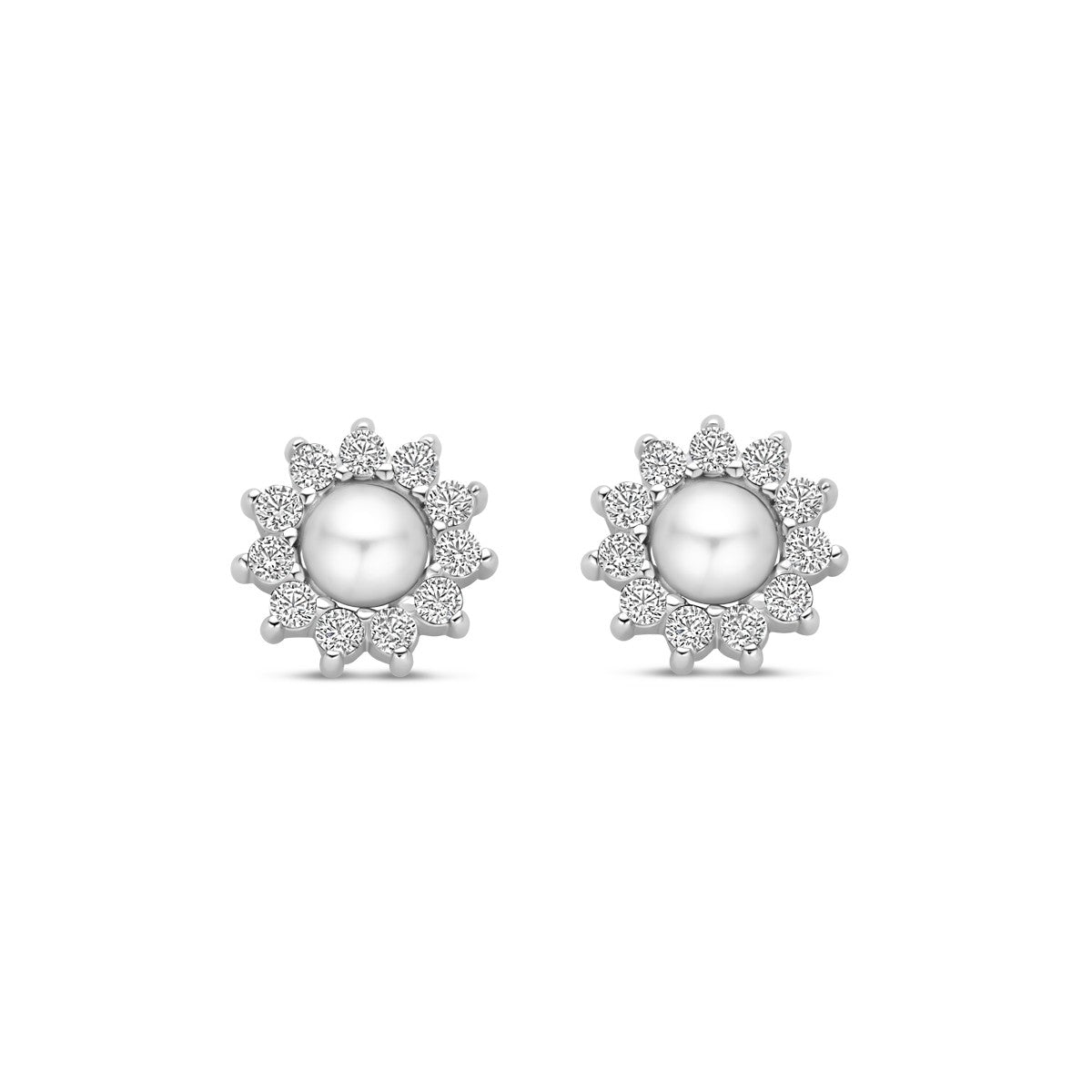 Zilver Gerhodineerd Oorknoppen Parel En Zirkonia 8 Mm 1339699 - PansiteNederland.nl