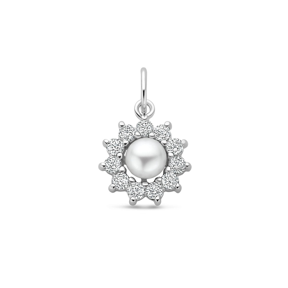 zilver gerhodineerd hanger parel en zirkonia 16 mm 1339700 - PansiteNederland.nl
