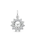 zilver gerhodineerd hanger parel en zirkonia 16 mm 1339700 - PansiteNederland.nl