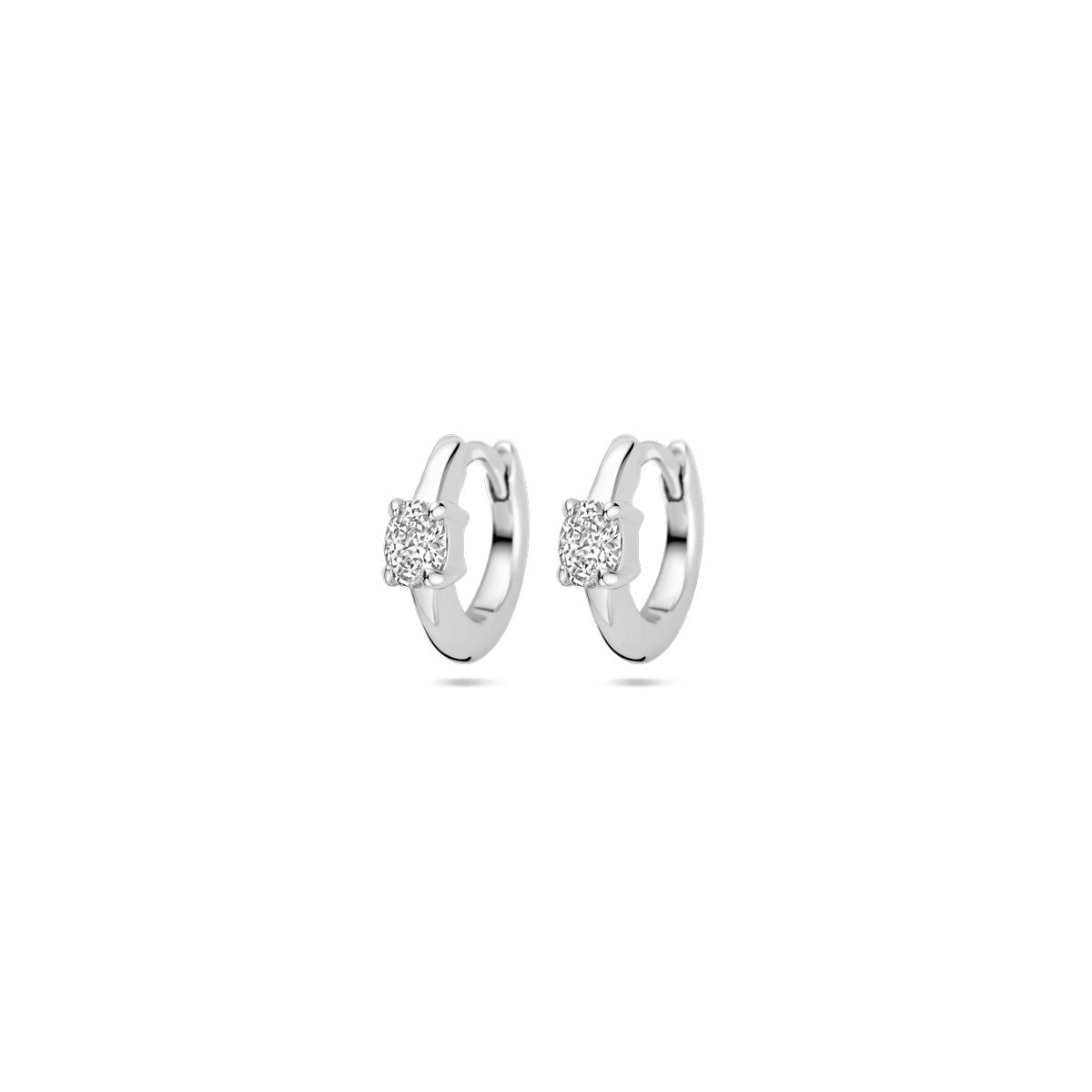 Zilver Gerhodineerd Klapoorringen Zirkonia 10 Mm 1339722 - PansiteNederland.nl
