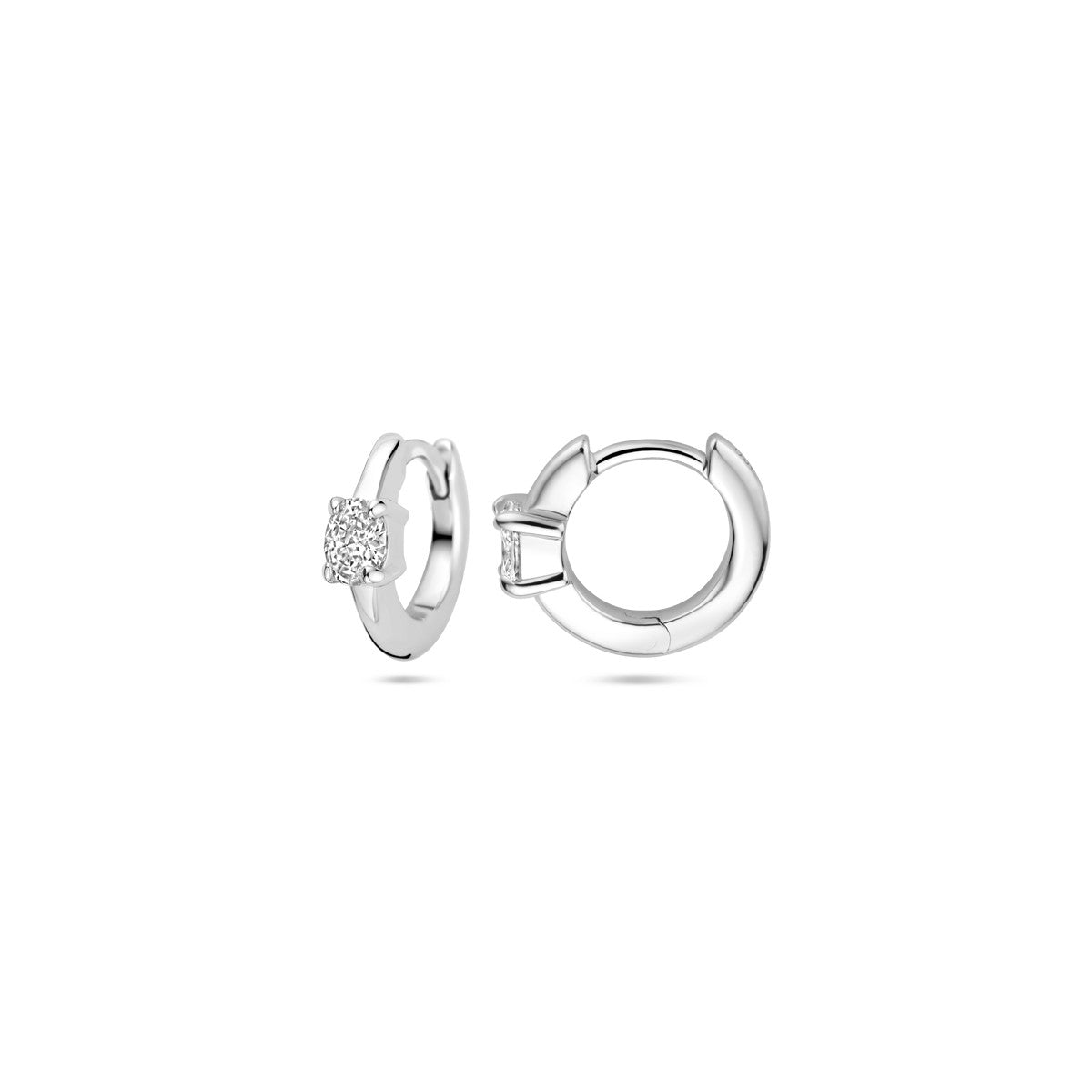 Zilver Gerhodineerd Klapoorringen Zirkonia 10 Mm 1339722 - PansiteNederland.nl