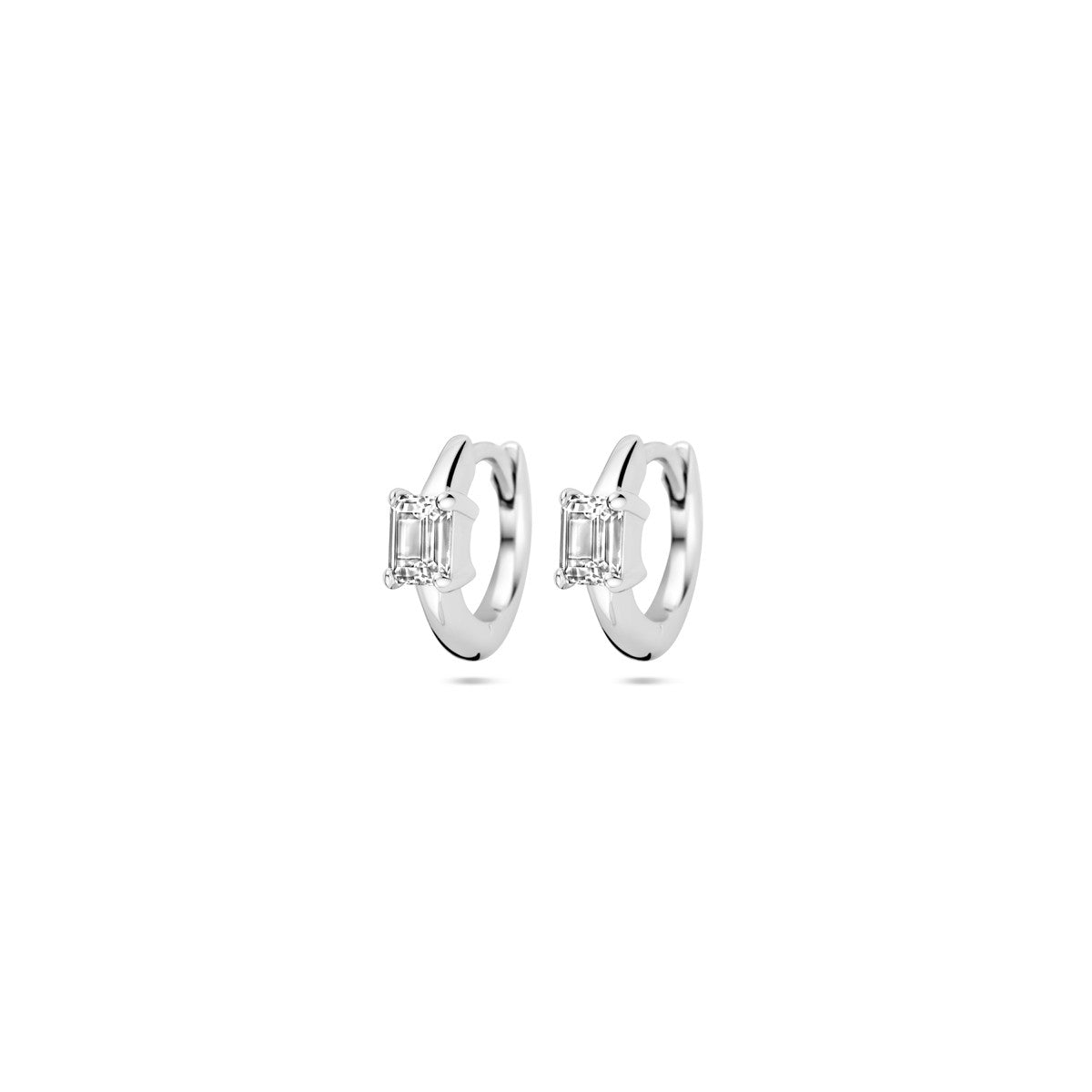 Zilver Gerhodineerd Klapoorringen Zirkonia 10 Mm 1339724 - PansiteNederland.nl