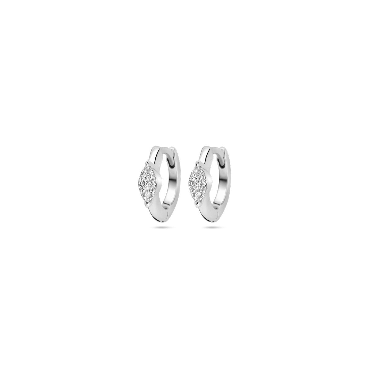 Zilver Gerhodineerd Klapoorringen Zirkonia 10 Mm 1339725 - PansiteNederland.nl