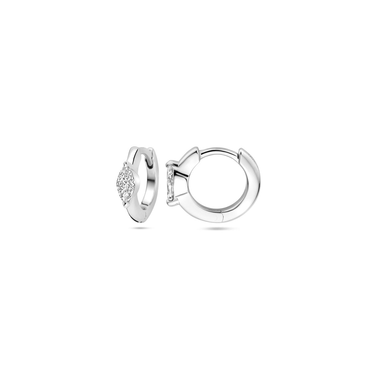 Zilver Gerhodineerd Klapoorringen Zirkonia 10 Mm 1339725 - PansiteNederland.nl