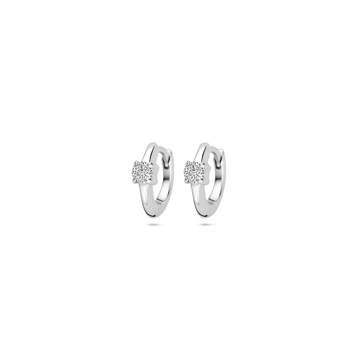 Zilver Gerhodineerd Klapoorringen Zirkonia 10 mm 1339726 - PansiteNederland.nl