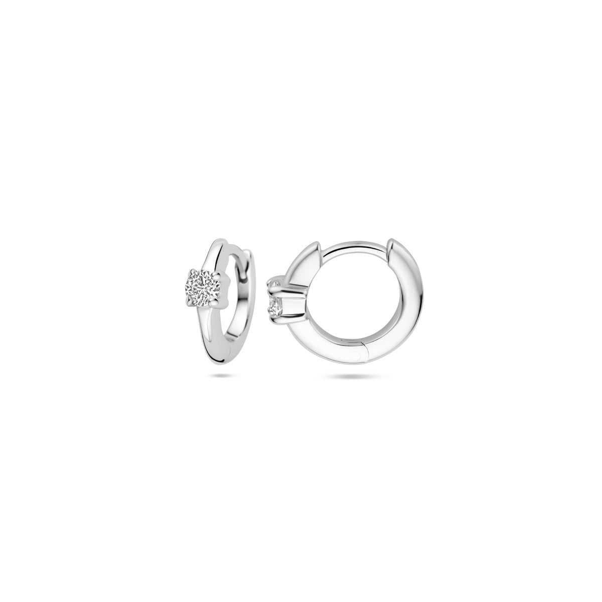Zilver Gerhodineerd Klapoorringen Zirkonia 10 mm 1339726 - PansiteNederland.nl