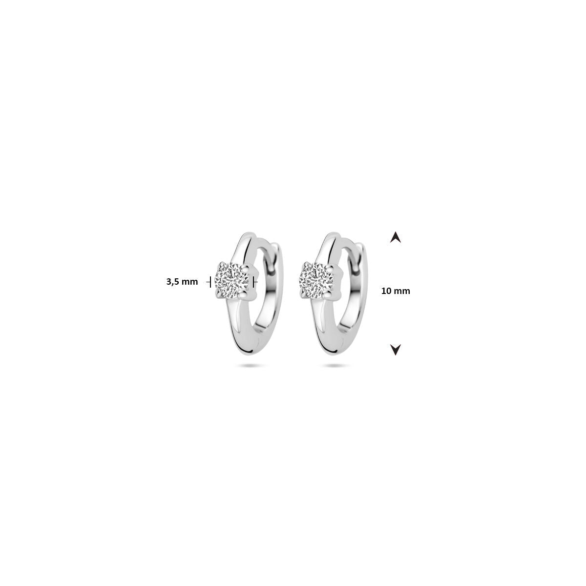 Zilver Gerhodineerd Klapoorringen Zirkonia 10 mm 1339726 - PansiteNederland.nl